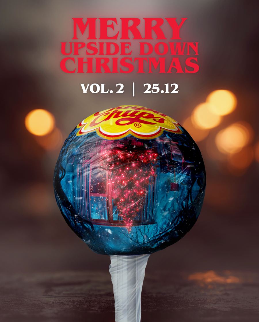 Merry Upside Down Christmas: a lollipop holding an upside-down world