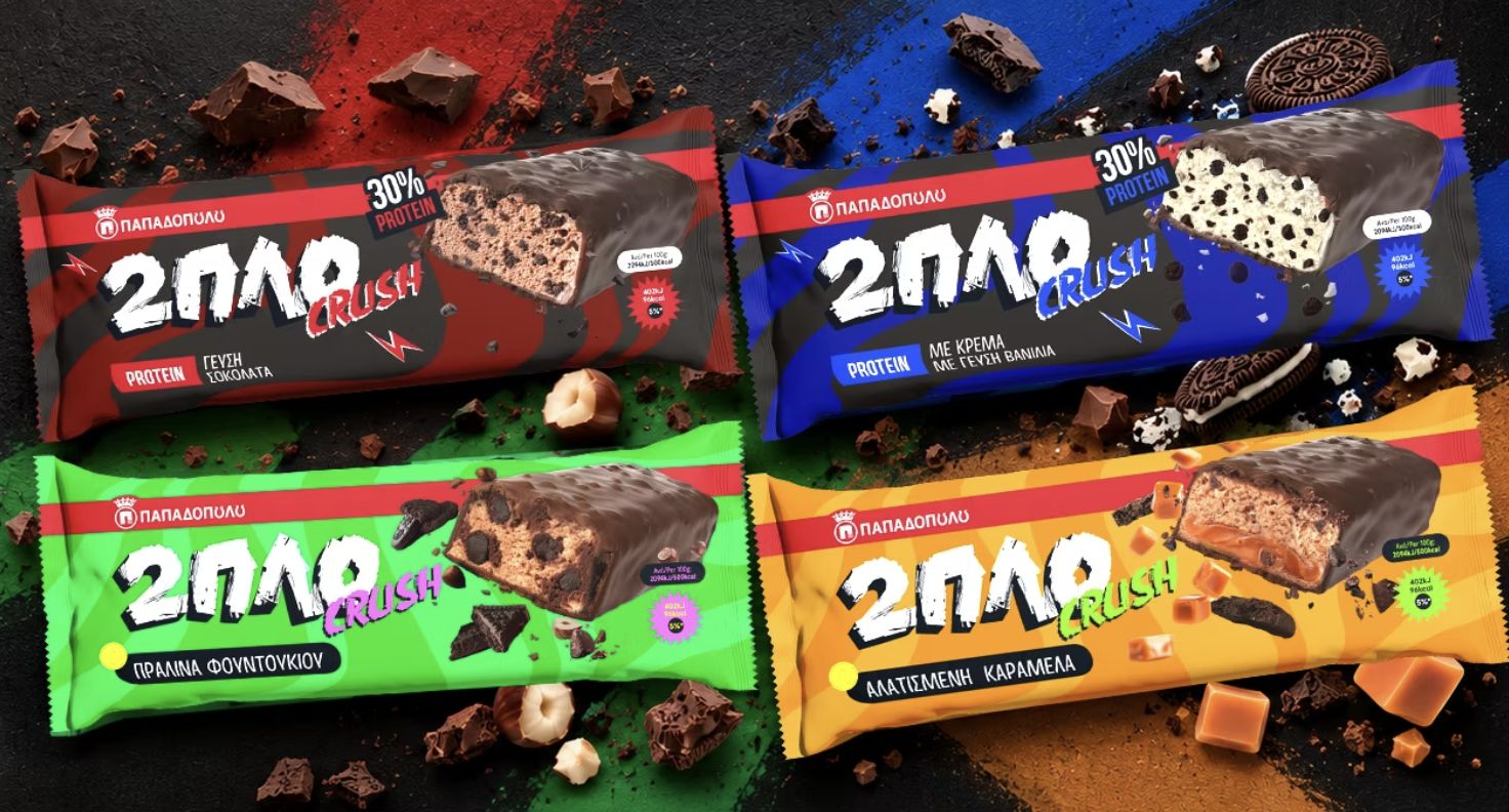 2ΠΛΟ CRUSH protein bars in four flavours